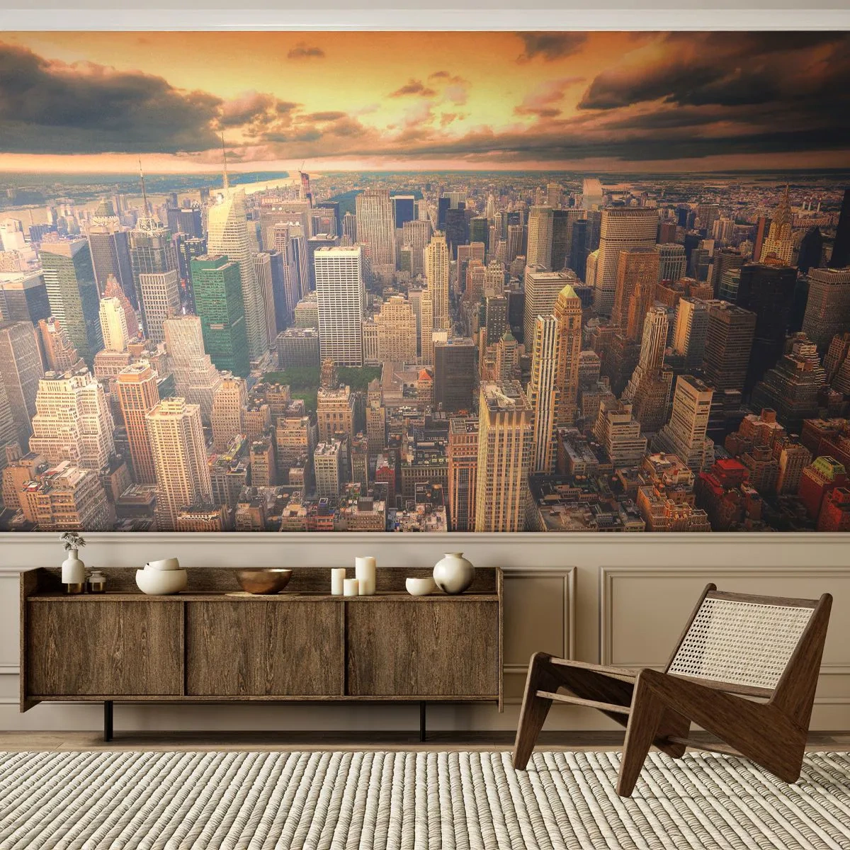 Tapet Premium Canvas - O metropolă aurită - Oraș, New York, Arhitectură - 250x175 cm