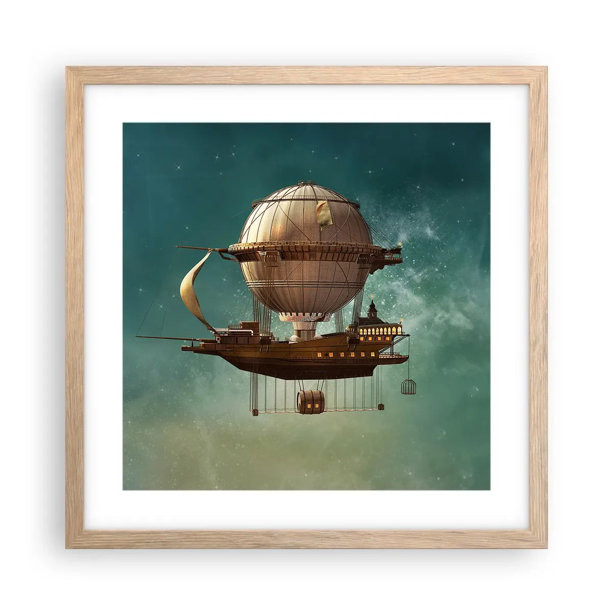 Poster în ramă de stejar deschis - Jules Verne vă transmite salutări - 40x40 cm