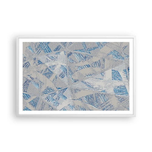 Poster în ramă albă - Într-un labirint de gri-albastru - 91x61 cm