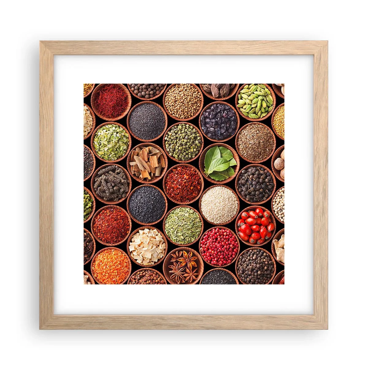 Poster în ramă de stejar deschis - Toate gusturile lumii - 30x30 cm