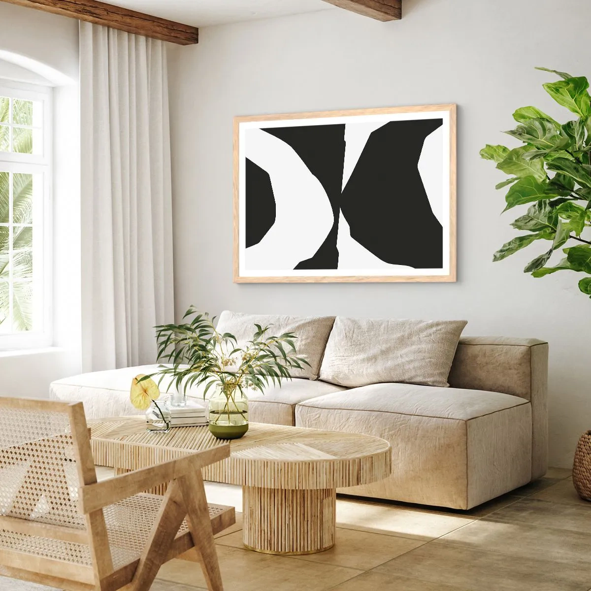 Poster în ramă de stejar deschis - Pozitiv -negativ - 100x70 cm