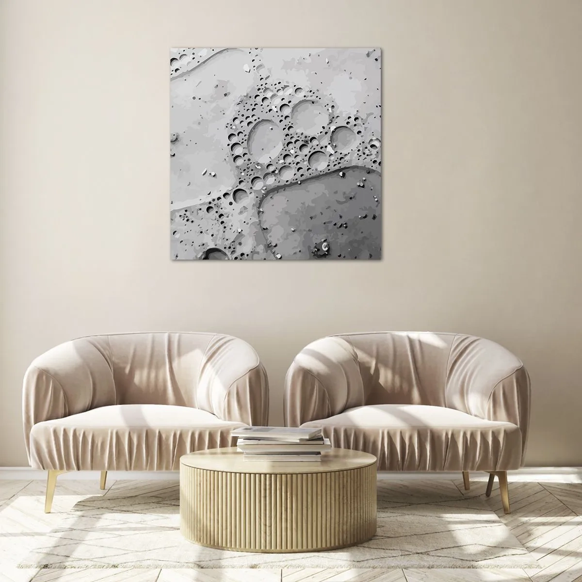 Tablou pe sticlă - Amprenta spumoasă - 50x50 cm