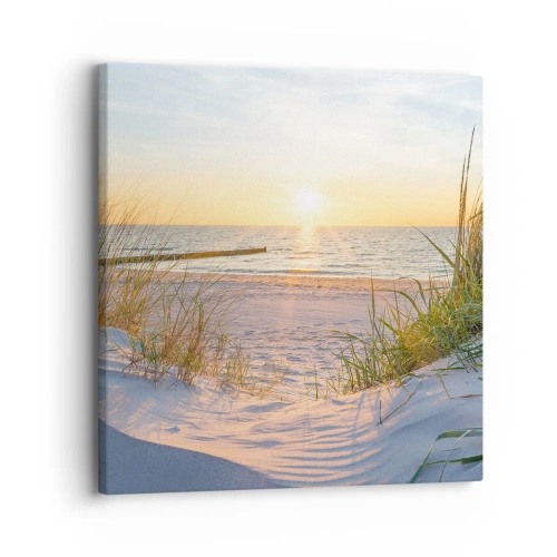 Tablou pe pânză - Zumzet de mare, o plajă sălbatică printre ierburi... - 30x30 cm