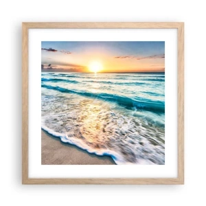 Poster în ramă de stejar deschis - Priveliștea cu apus de soare - 40x40 cm