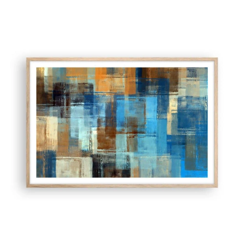Poster în ramă de stejar deschis - Prin valul albastru - 91x61 cm