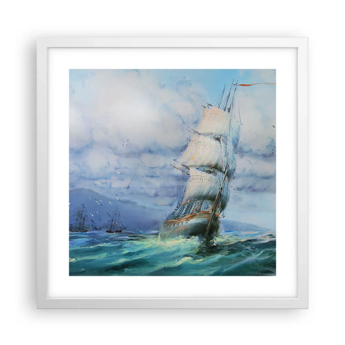 Poster în ramă albă - Vânturi bune - 40x40 cm
