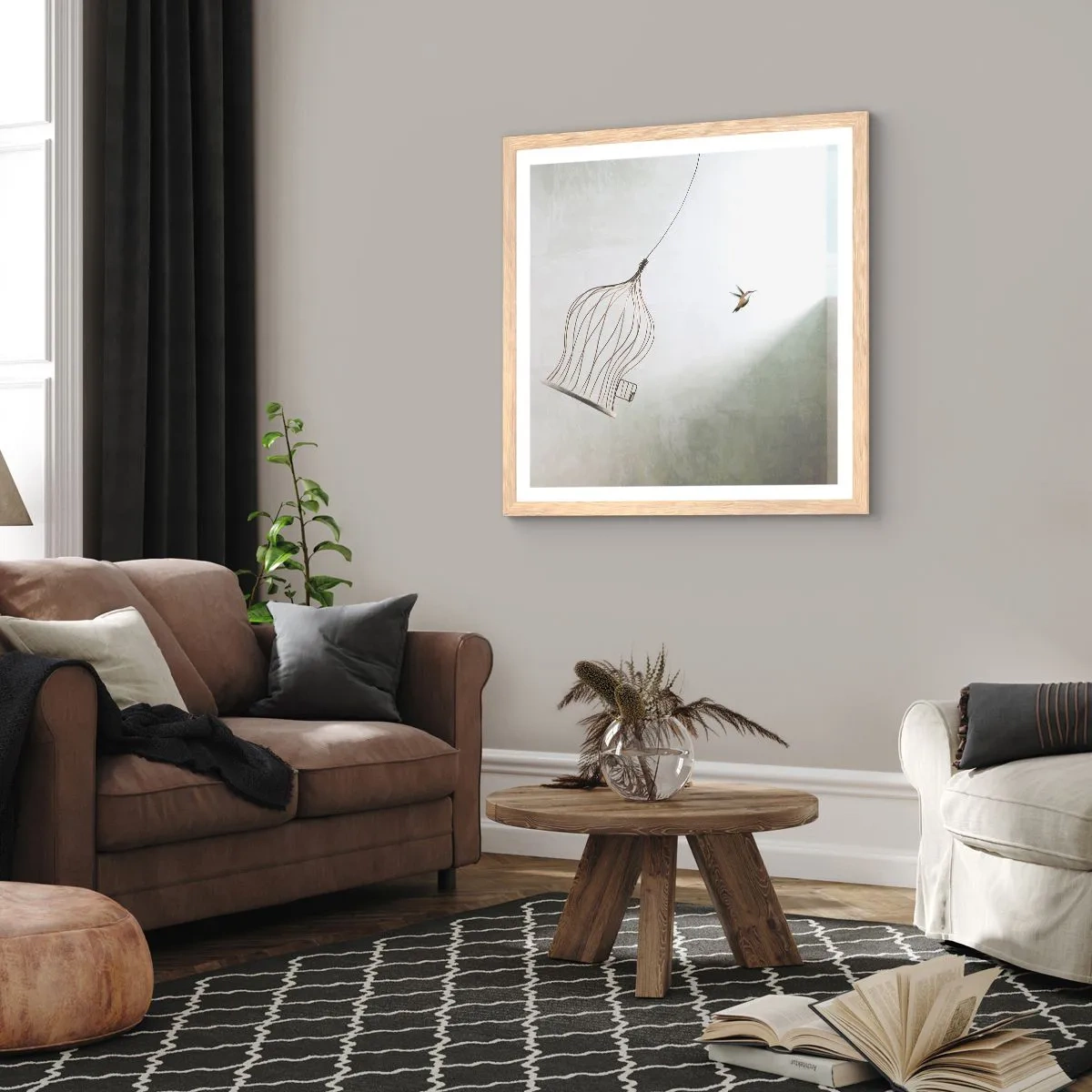 Poster în ramă de stejar deschis - Eliberat - 60x60 cm