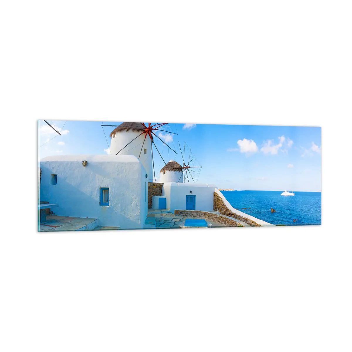 Tablou pe sticlă - Vânt albastru dinspre mare - 90x30 cm