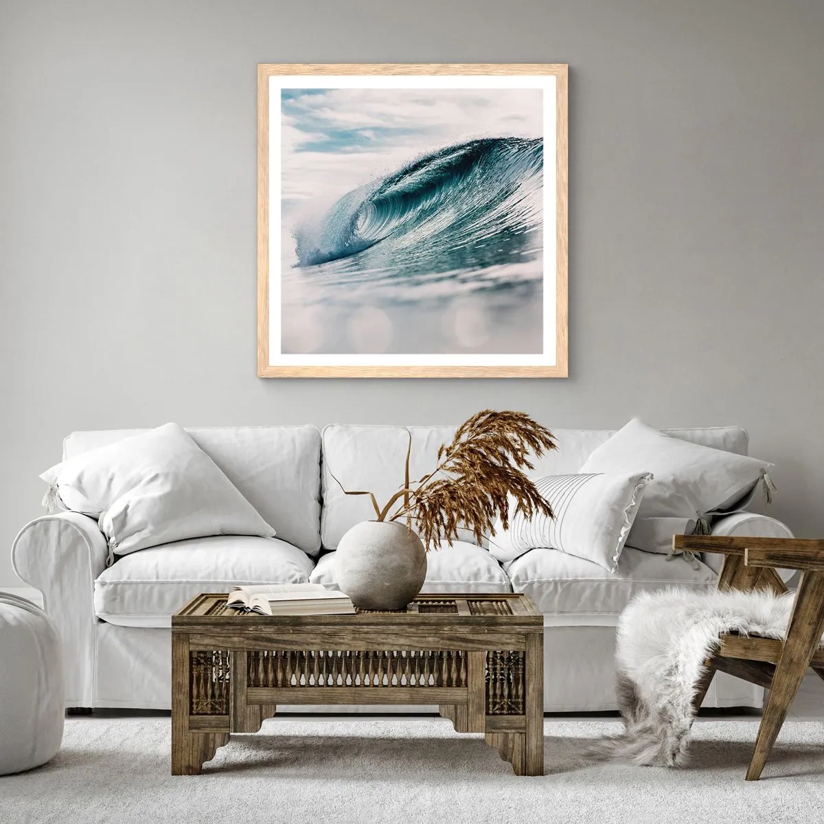 Poster în ramă de stejar deschis - Summitul apei - 60x60 cm