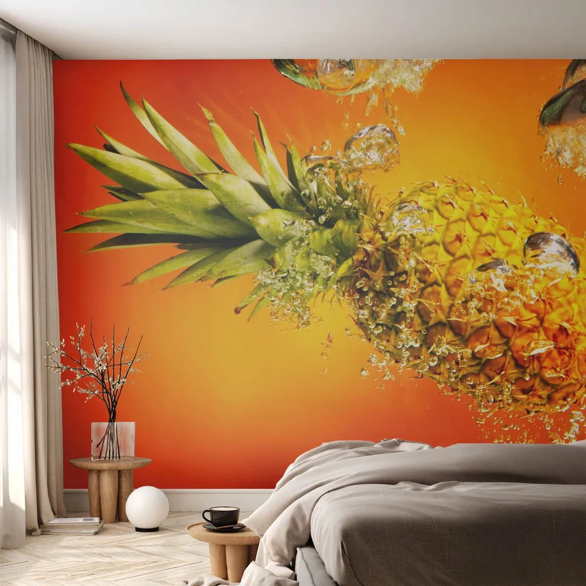 Tapet Premium Canvas - Prospețime suculentă tropicală - Fructe, Ananas, Apă - 250x175 cm
