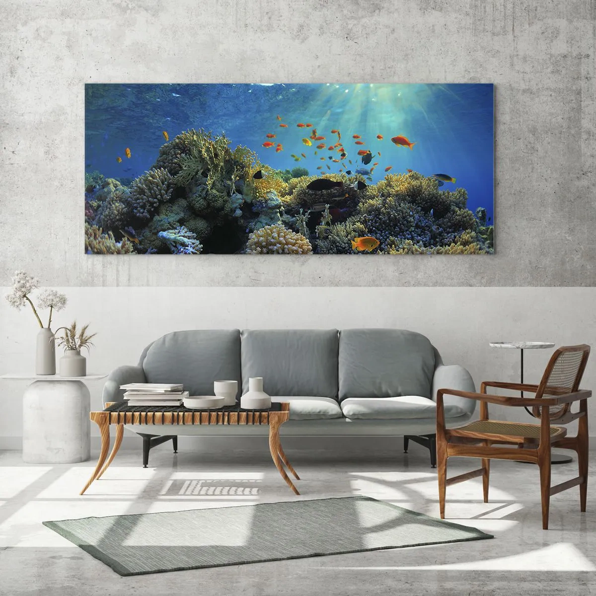 Tablou pe sticlă - Comori subacvatice - 160x50 cm