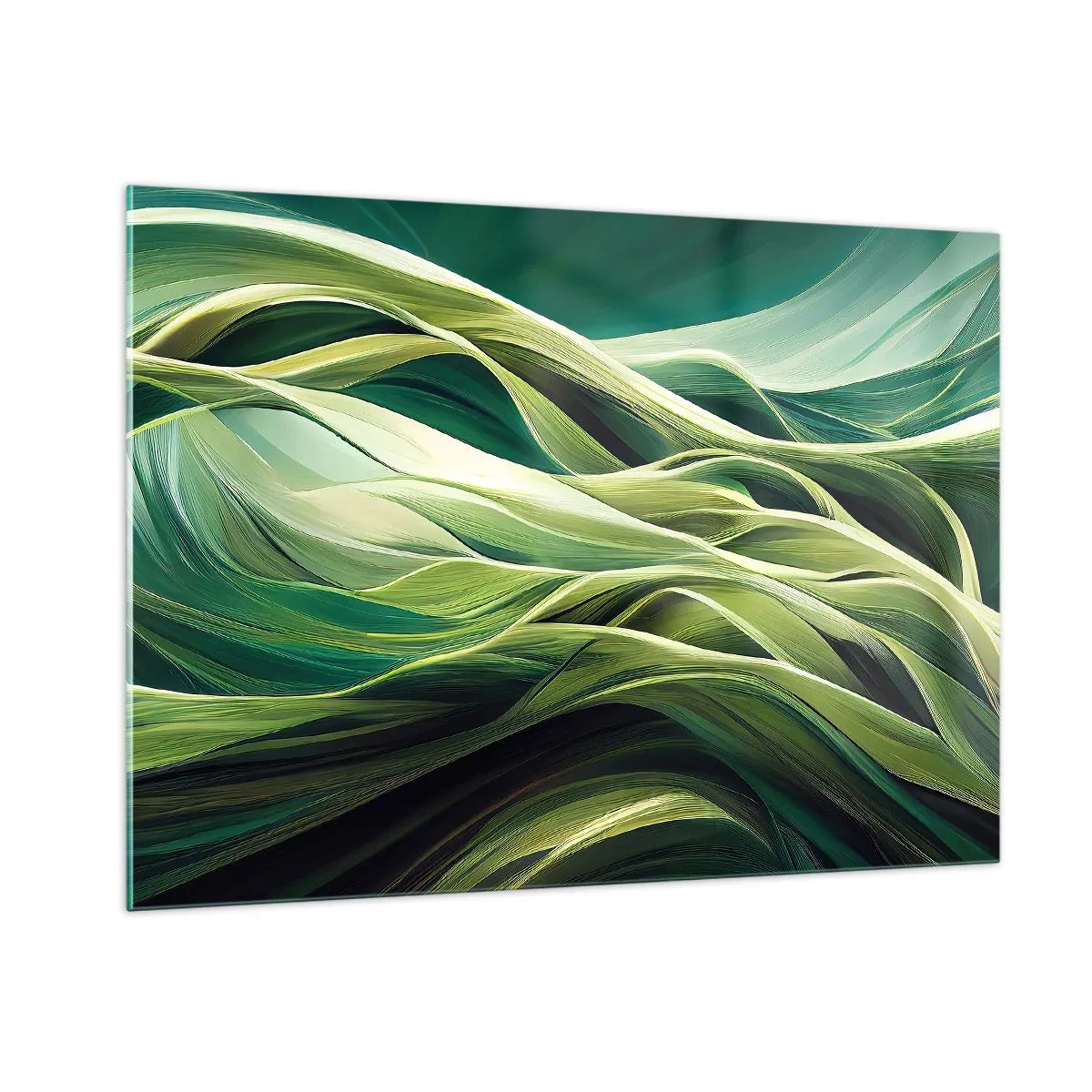 Tablou pe sticlă - Un joc abstract de verde - 100x70 cm