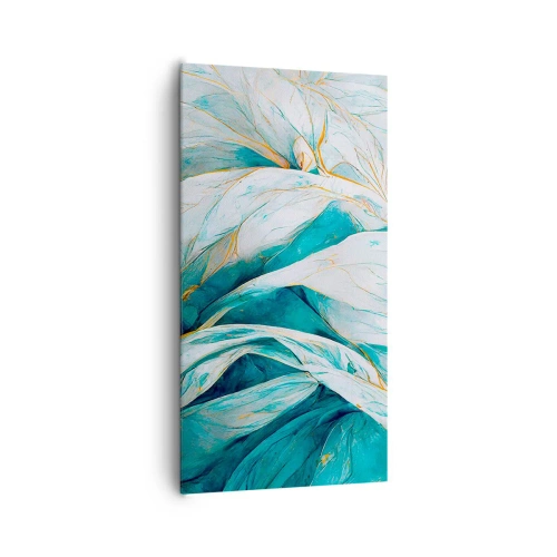 Tablou pe pânză - Abstractul albastru cu motiv auriu - 65x120 cm