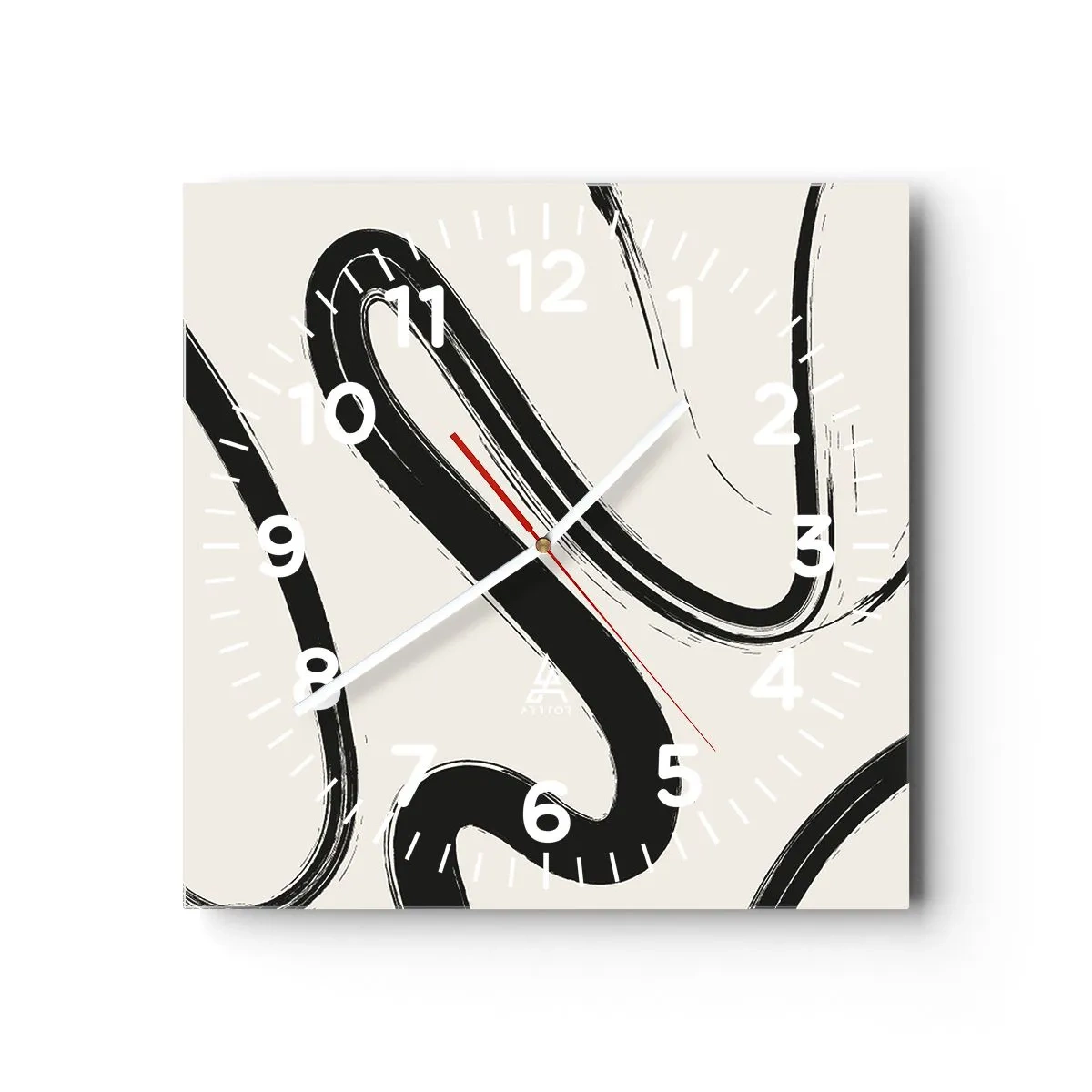 Ceas de perete - Ceas pe sticlă - Capriciu în alb și negru - 30x30 cm