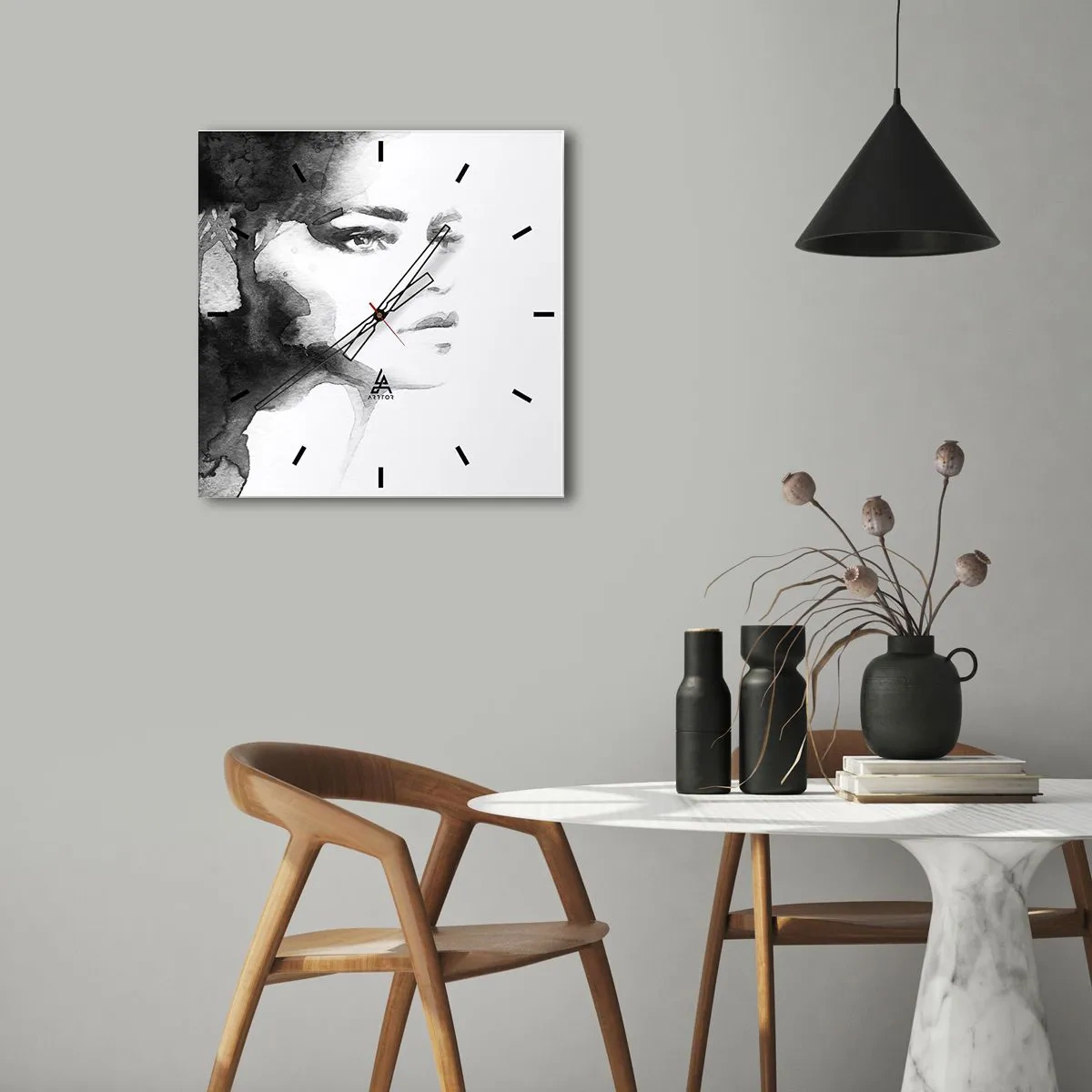 Ceas de perete - Ceas pe sticlă - Creată de secrete și ceață - 40x40 cm