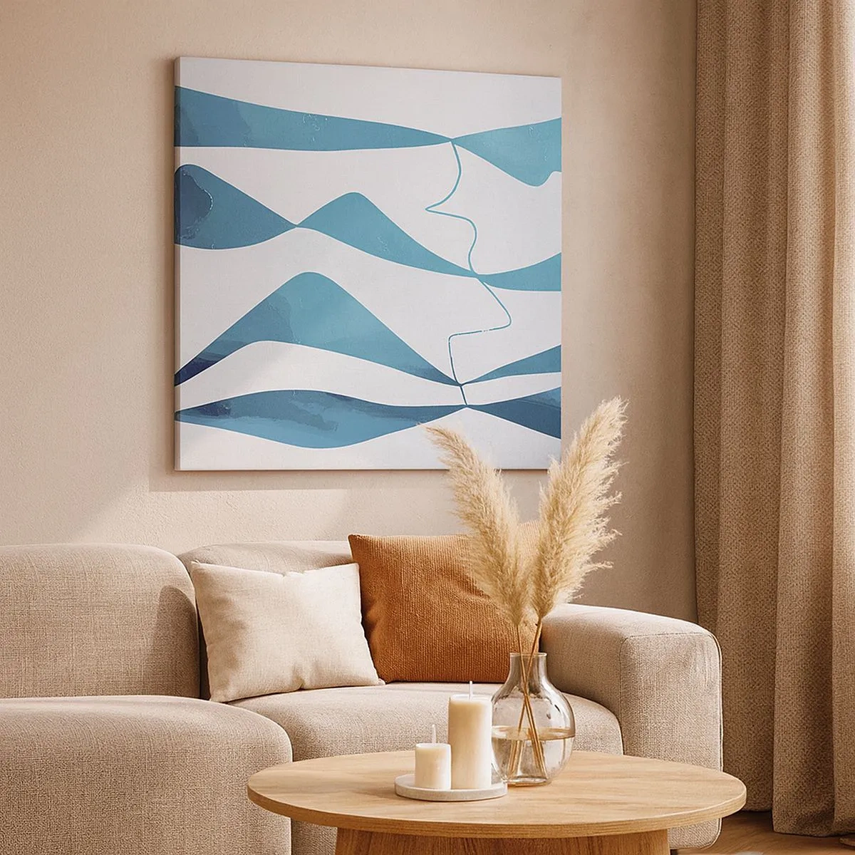 Tablou pe pânză - Abstracție: relație turcoaz - 30x30 cm