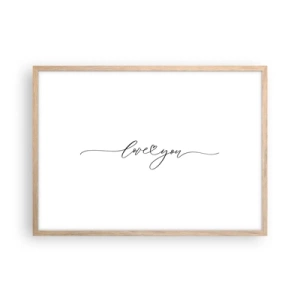 Poster în ramă de stejar deschis - Negru pe alb - 70x50 cm