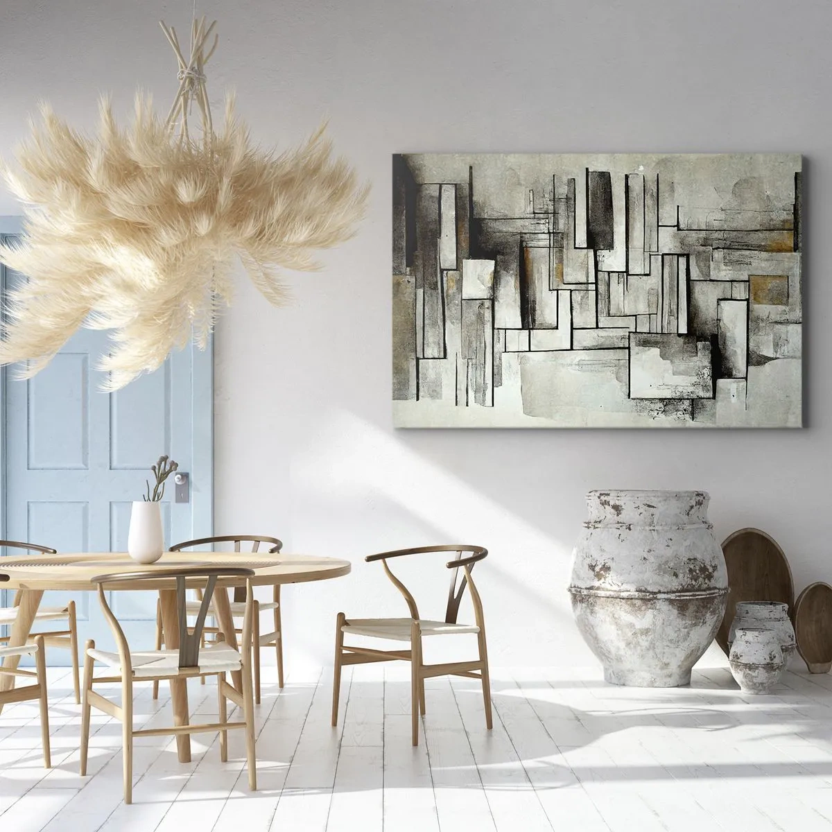 Tablou pe pânză Canvas - Dreptunghiuri abstracte în nuanțe de gri și negru - 70x50cm - Puterea simplității - Decorațiune modernă pentru perete pentru living și dormitor ARTTOR