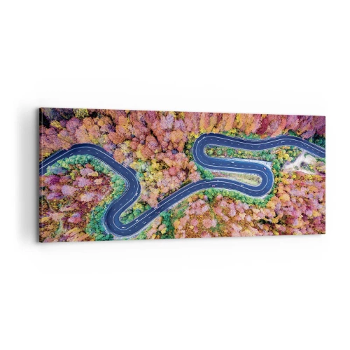 Tablou pe pânză - Un drum șerpuit prin pădure - 100x40 cm