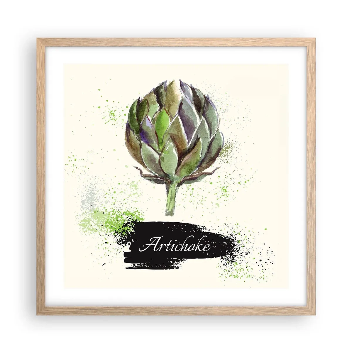 Poster în ramă de stejar deschis - Trăiască legumele! - 50x50 cm