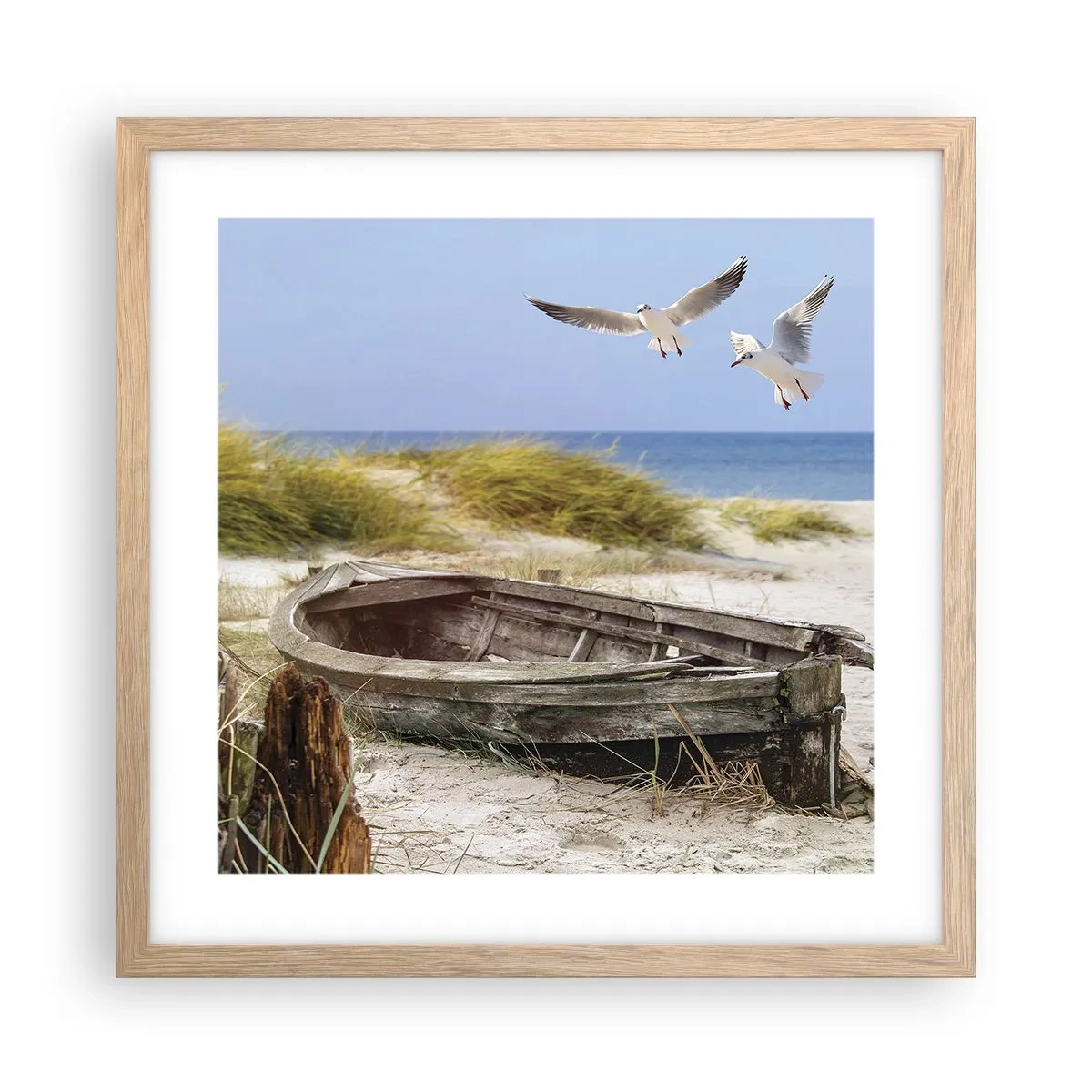 Poster în ramă de stejar deschis - Scăldate în vânt - 40x40 cm