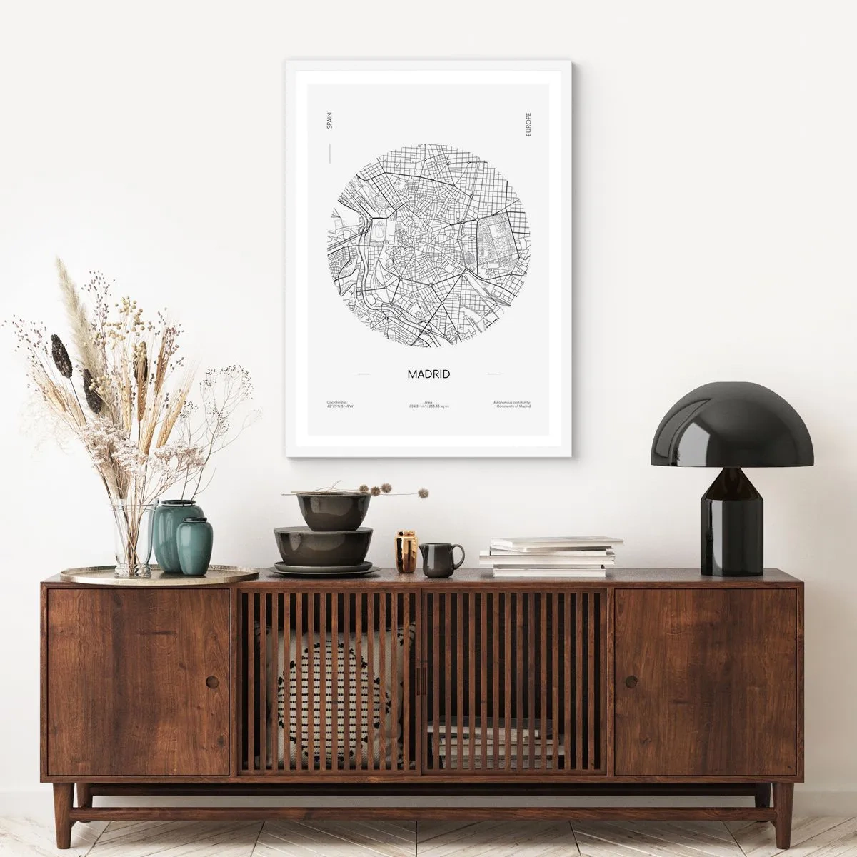 Poster în ramă albă - Anatomia Madridului - 61x91 cm