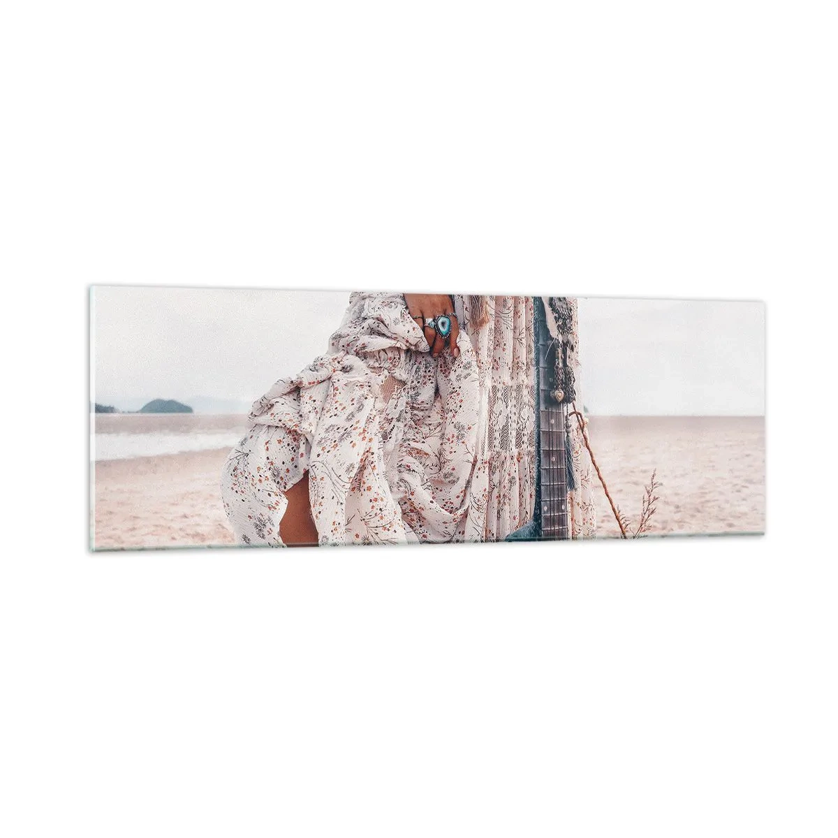 Tablou pe sticlă - Hippie pe drum - 90x30 cm