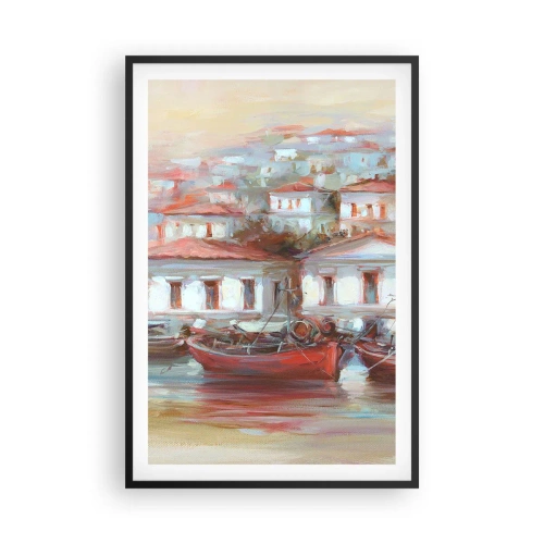Poster în ramă neagră - Orășel fericit - 61x91 cm