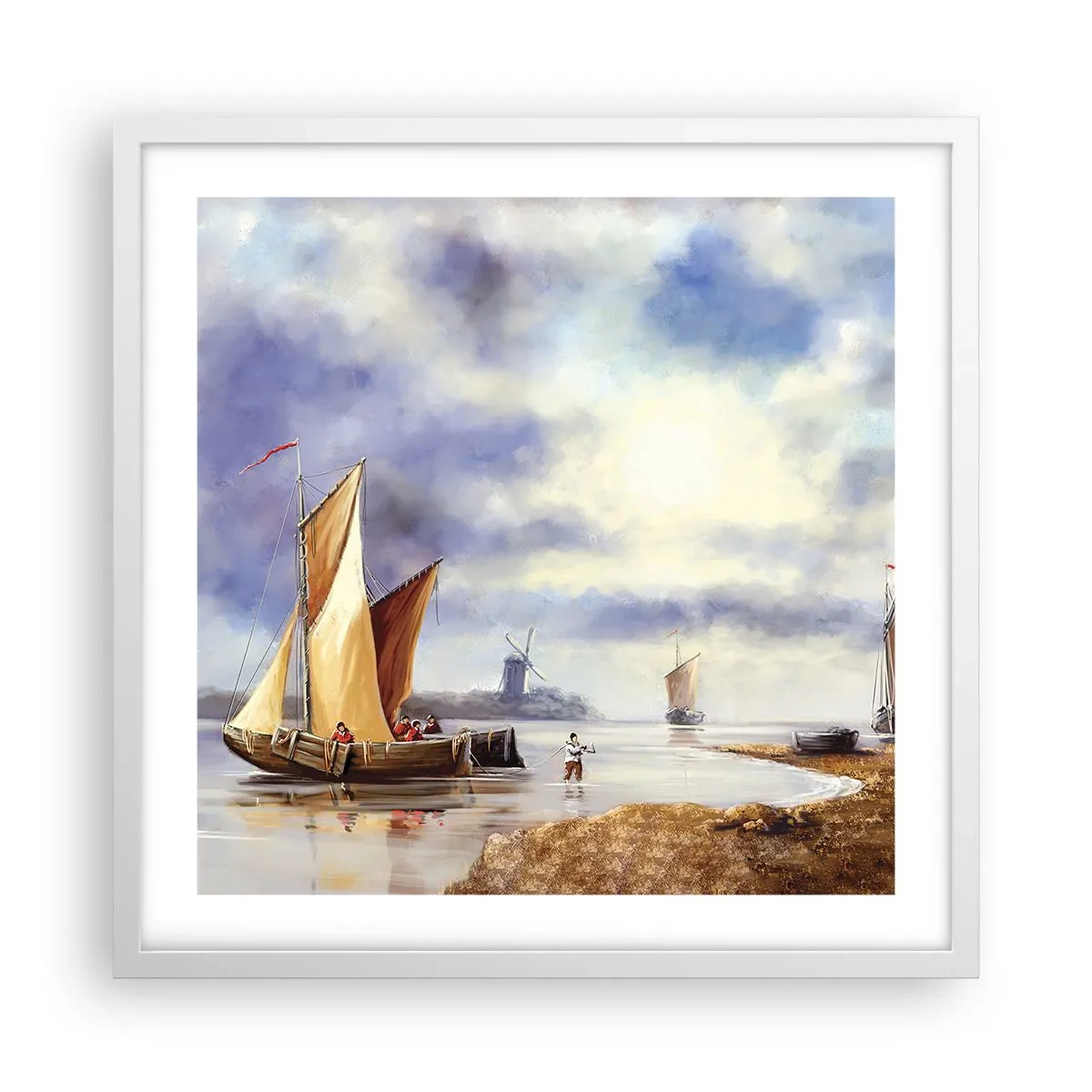 Poster în ramă albă - Întoarcerea marinarilor - 50x50 cm