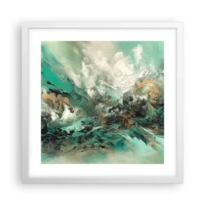 Poster în ramă albă - Fierbere negru-smarald - 40x40 cm