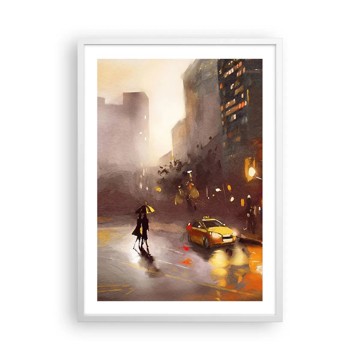 Poster în ramă albă - În luminile New York-ului - 50x70 cm