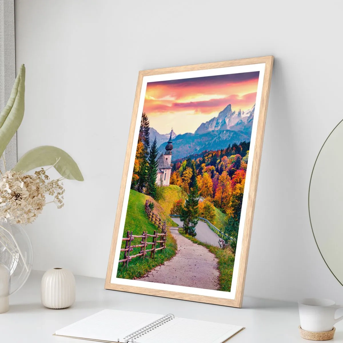 Poster în ramă de stejar deschis - Un peisaj ca o pictură - 40x50 cm