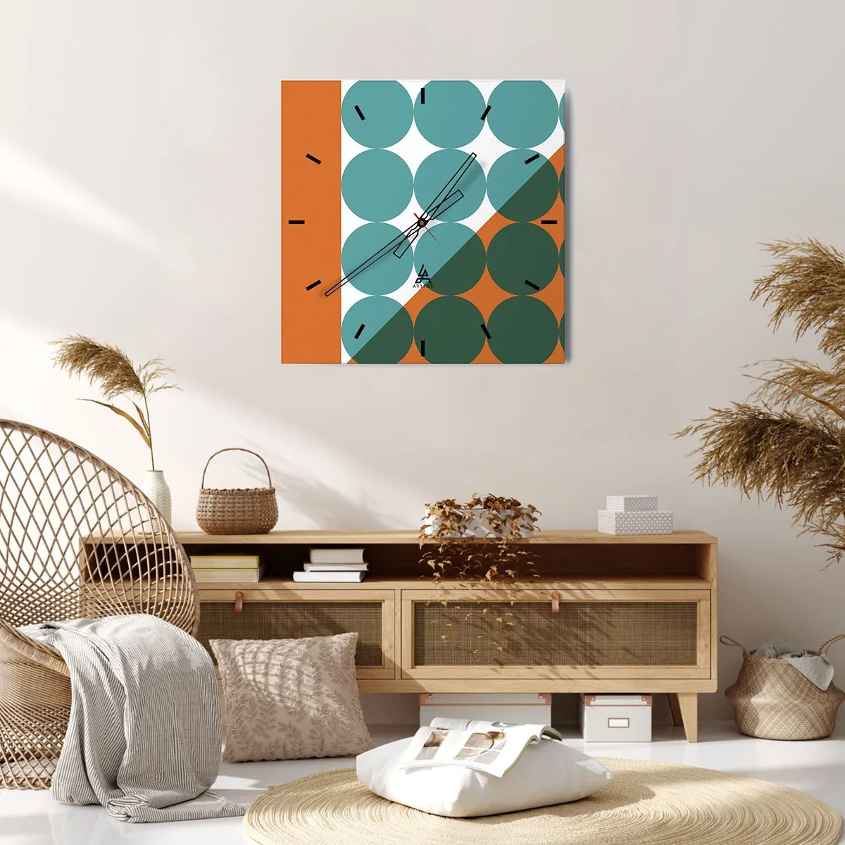 Ceas de perete - Ceas pe sticlă - Sus și pe diagonală - 30x30 cm