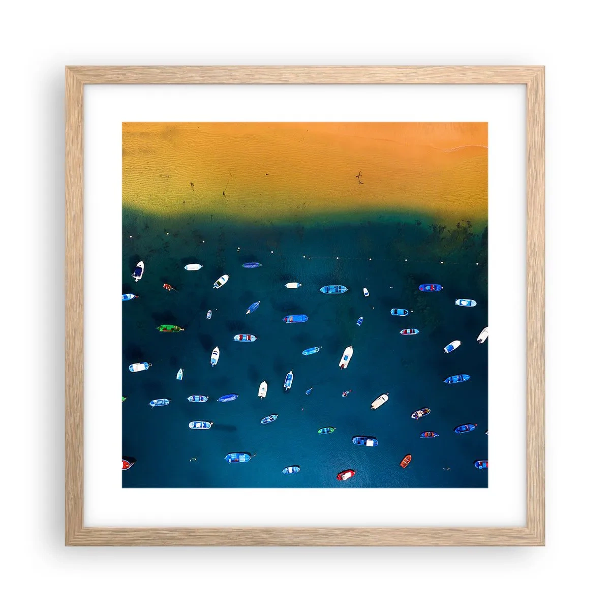 Poster în ramă de stejar deschis - Joc de vacanță - 40x40 cm