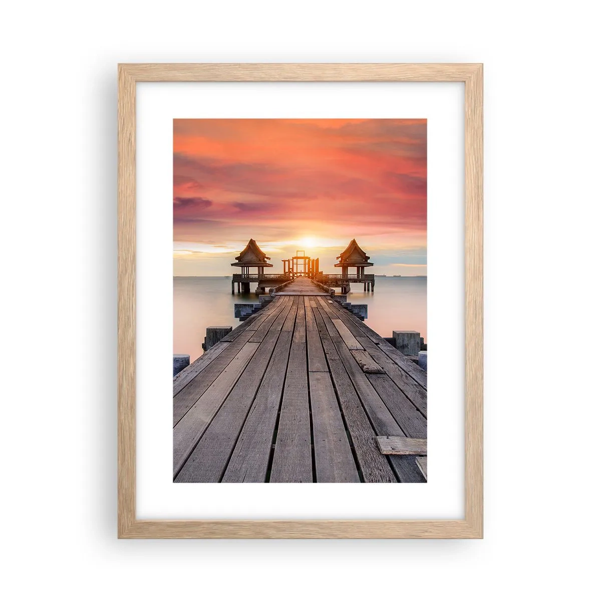 Poster în ramă de stejar deschis - Vestul la est - 30x40 cm