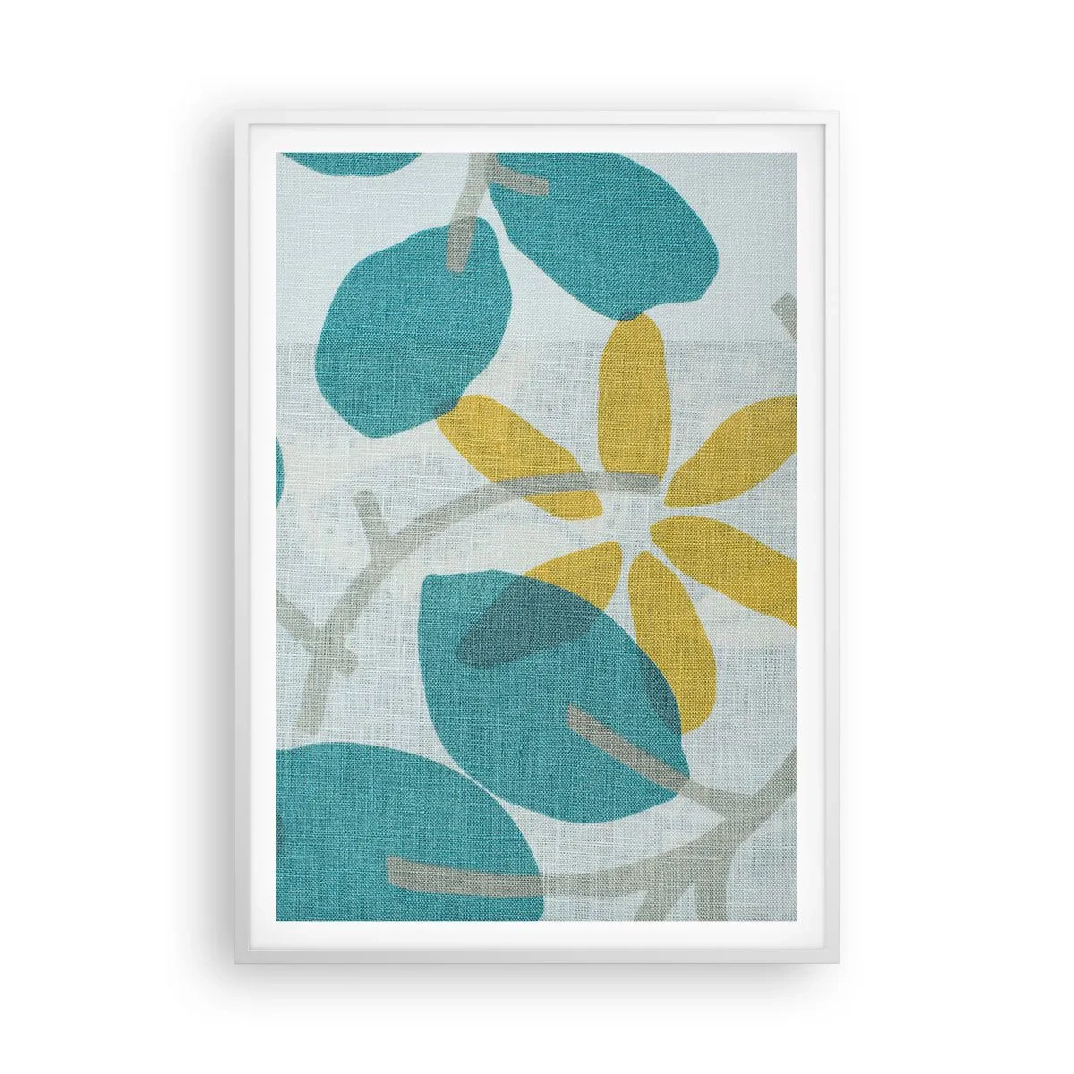 Poster în ramă albă - Printre frunzele de azur - 70x100 cm