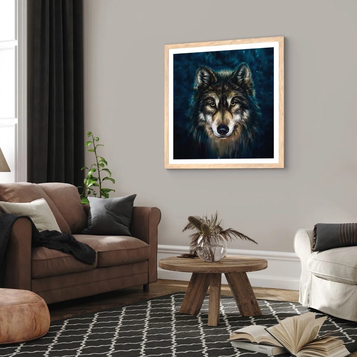 Poster în ramă de stejar deschis - Alfa? Și omega - 60x60 cm