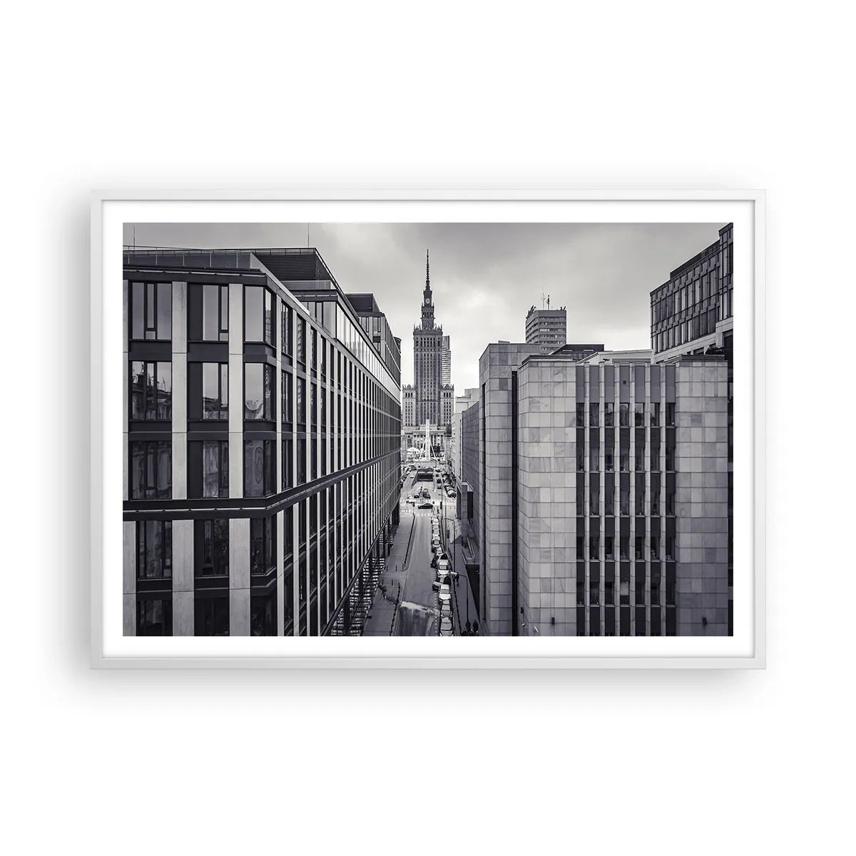 Poster în ramă albă - Vale citadină din Varșovia - 100x70 cm