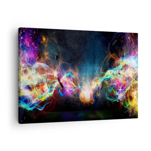 Tablou pe pânză Canvas - Sclipiri colorate de lumină într-o compoziție abstractă - 70x50cm - Cu bucurie împotriva întunericului - Decorațiune modernă pentru perete pentru living și dormitor ARTTOR