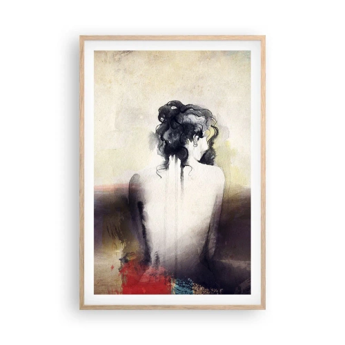 Poster în ramă de stejar deschis - Linii moi, forme ovale - 61x91 cm