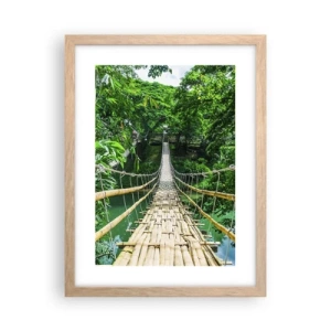 Poster în ramă de stejar deschis - Pod de maimuțe peste verdeață - 30x40 cm