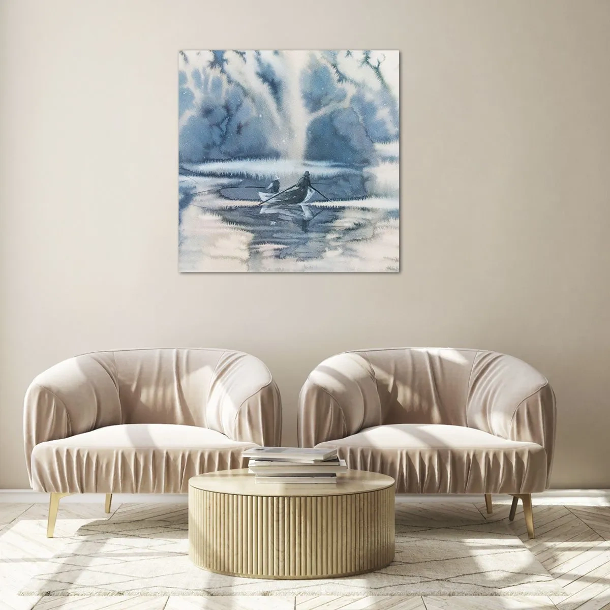 Tablou pe sticlă - Pescarii în paradisul lor - 60x60 cm
