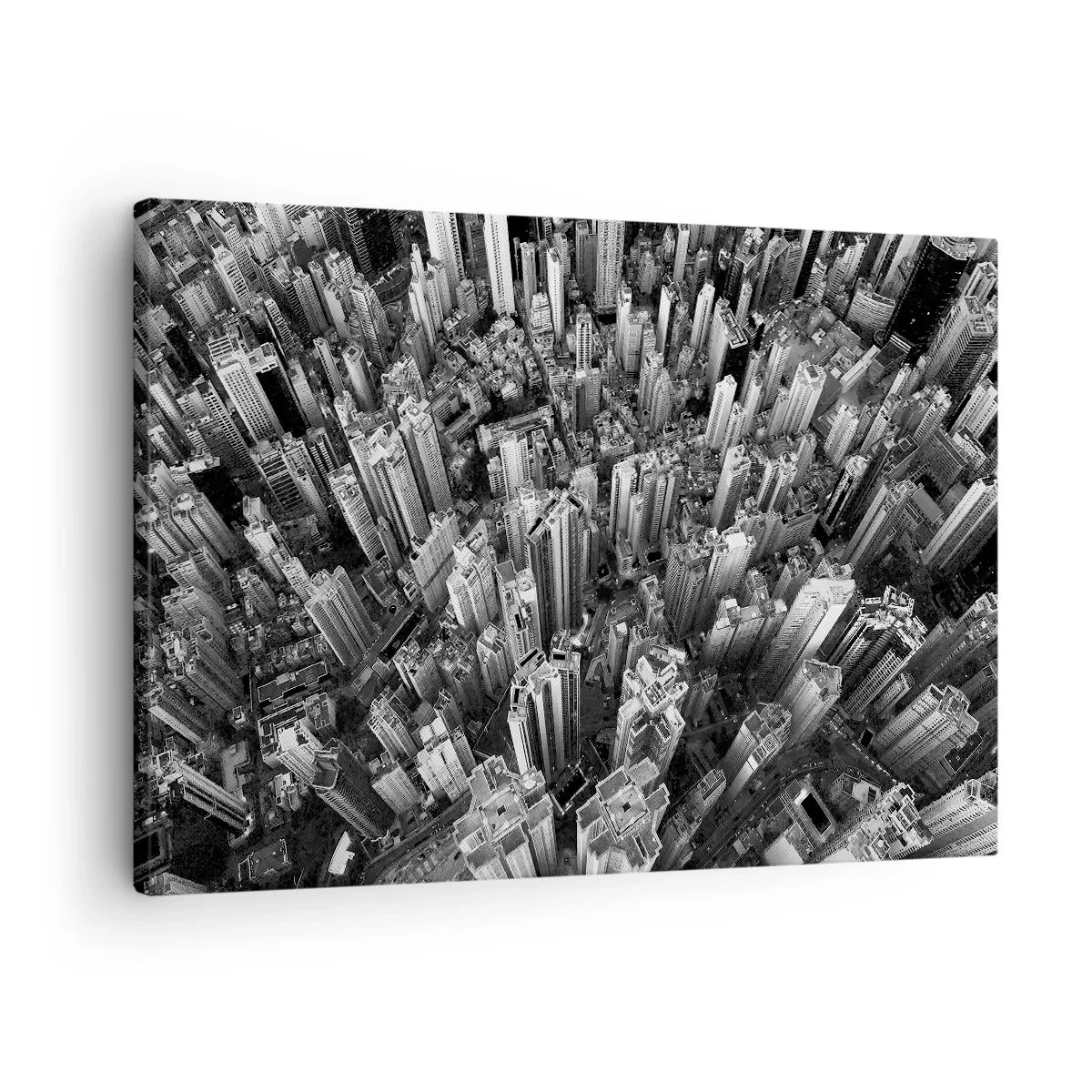 Tablou pe pânză Canvas - Vedere de pasăre a orașului, alb-negru - 70x50cm - Din ce în ce mai sus - Decorațiune modernă pentru perete pentru living și dormitor ARTTOR