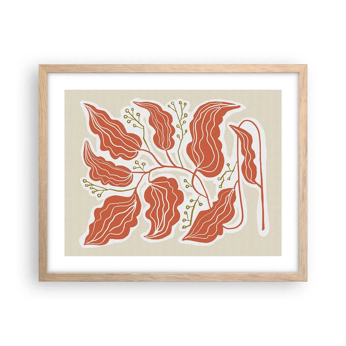 Poster în ramă de stejar deschis - Folk și coral - 50x40 cm