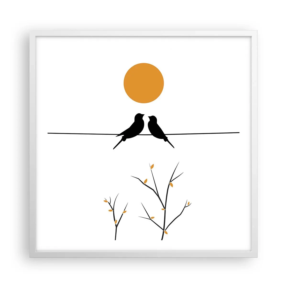 Poster în ramă albă - Seară cu privighetori - 60x60 cm