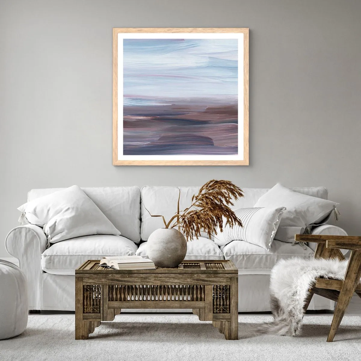 Poster în ramă de stejar deschis - Elemente: apă - 50x50 cm