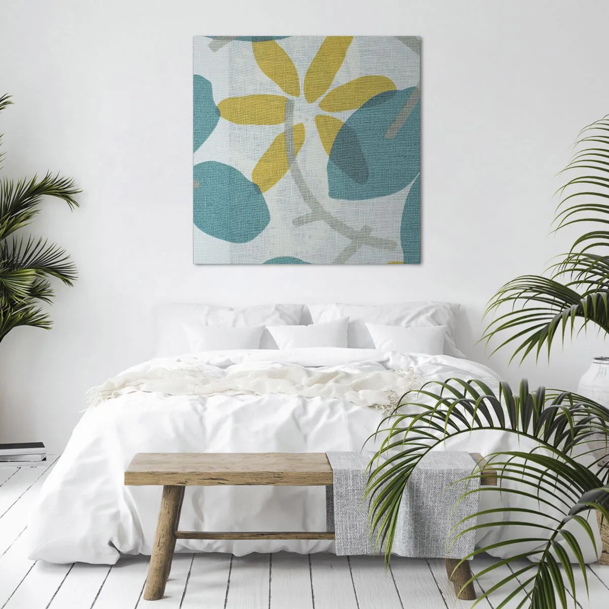 Tablou pe pânză - Printre frunzele de azur - 70x70 cm