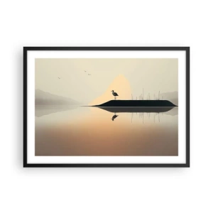 Poster în ramă neagră - Domn pe lac - 70x50 cm