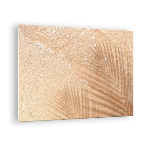 Tablou pe sticlă - Plajă și umbră pe nisip - 70x50cm - Umbra unei veri fierbinți - Decorațiune modernă pentru perete pentru living și dormitor ARTTOR