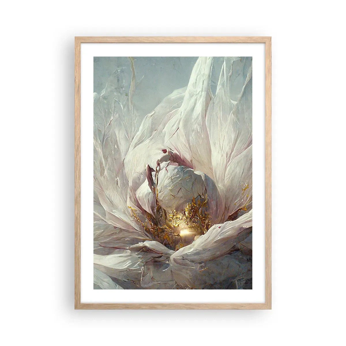 Poster în ramă de stejar deschis - Înflorește o dată la o sută de ani - 50x70 cm